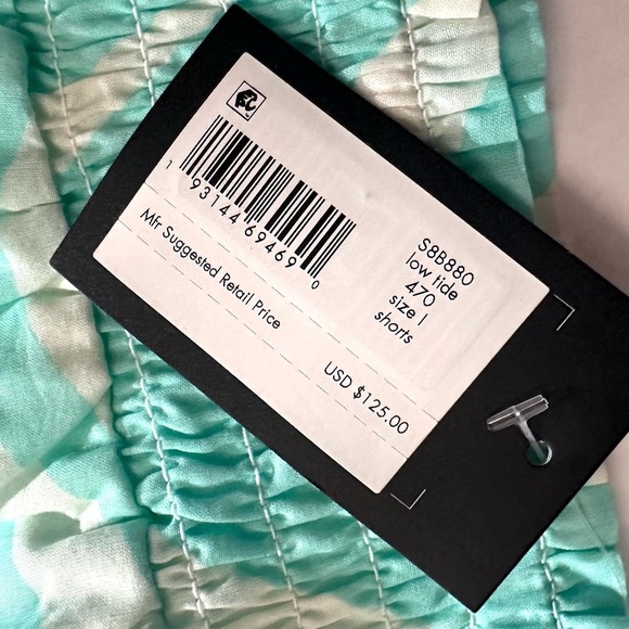 Kate Spade NY Women Sz L Low Tide 100% Cotton, Pockets Cover-Up Shorts Teal $125 - Picture 8 of 10